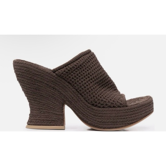Bottega Veneta Shoes - Bottega Veneta Knit Wedge Mule Heels